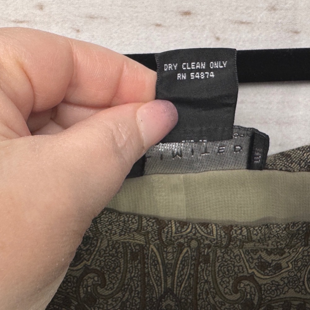 VTG 90s The Limited Womens Paisley Midi Skirt Brown Wool Blend Side Button 14 - Picture 4 of 6
